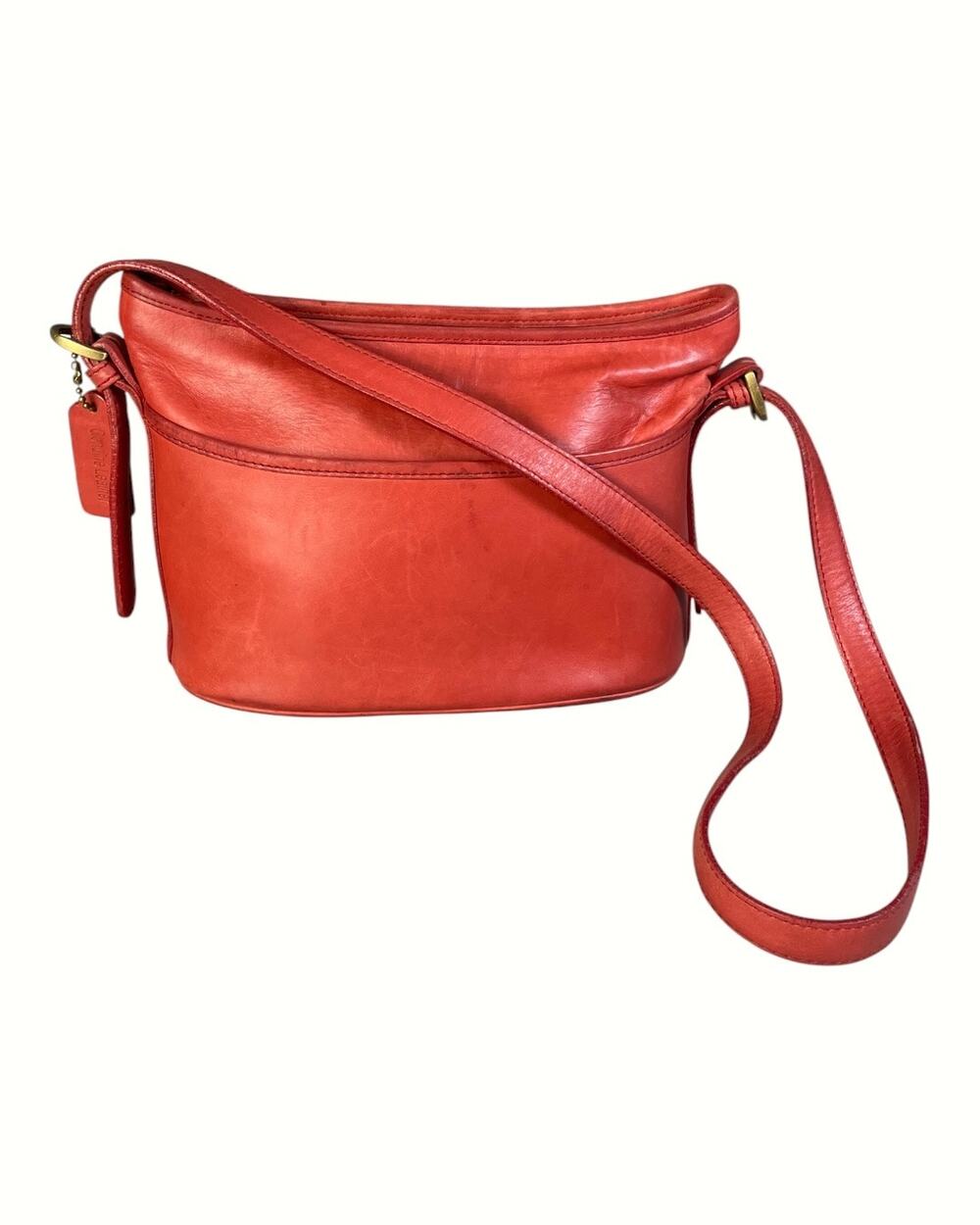 Vintage Unbranded Red Genuine Leather Adjustable Strap Shoulder Bag